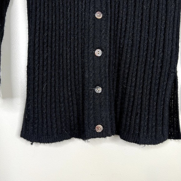 Vintage Top Knit Alpaca Blend Button Front Cardigan Sweater Longline Side Split - Picture 4 of 10